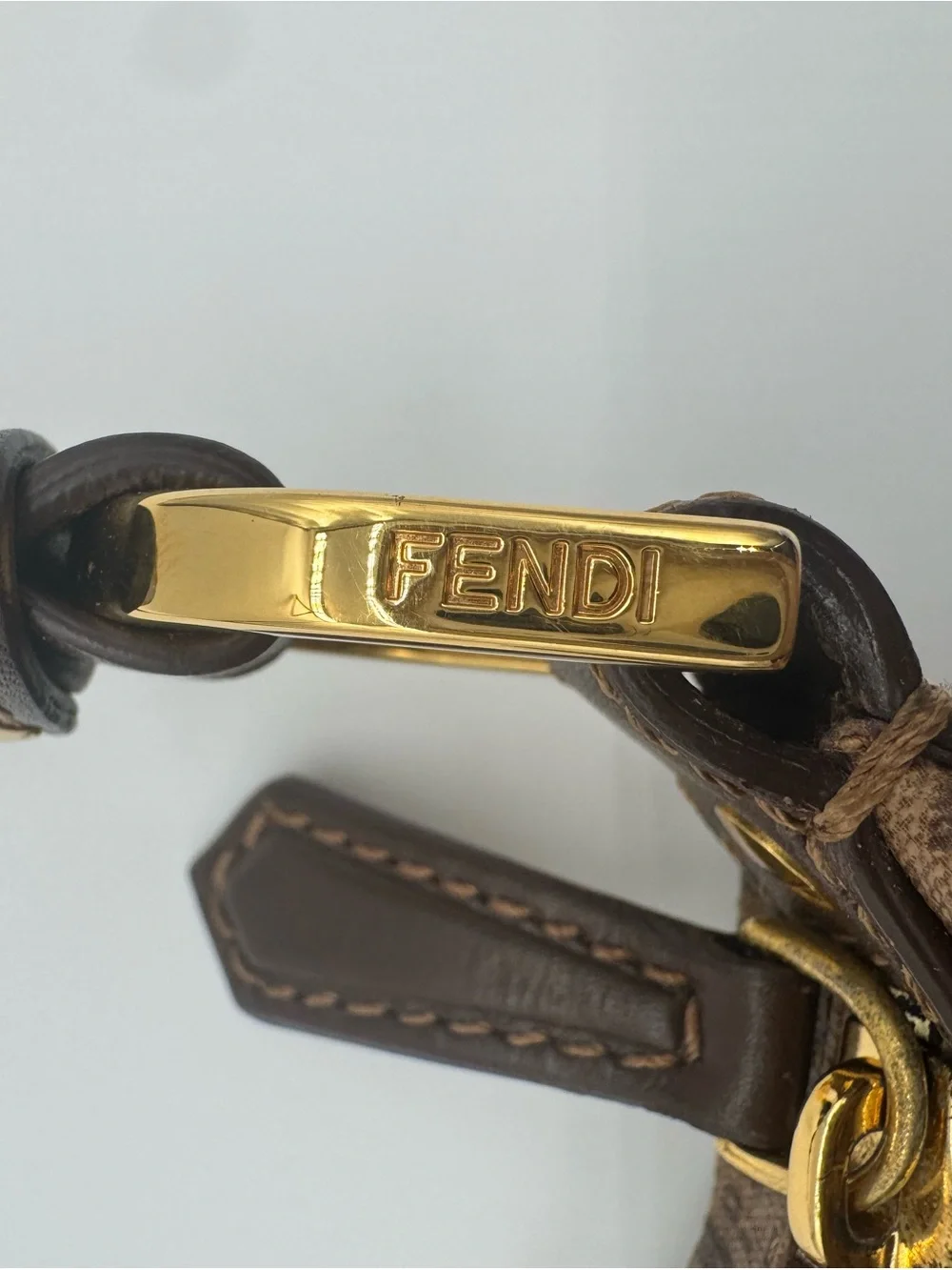 Fendi Brown Zucca  Bag with Gold Hardware
